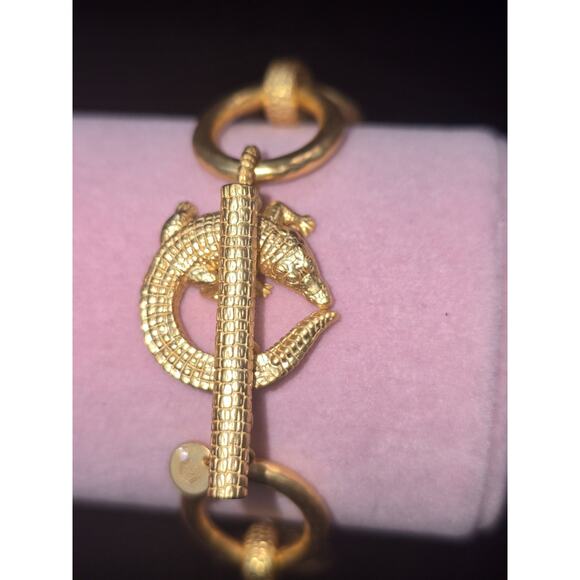 Julie Vos 24K Gold Plated Alligator Large Link Bracelet + Pouch NWOT - MSRP=$235 - Picture 7 of 7